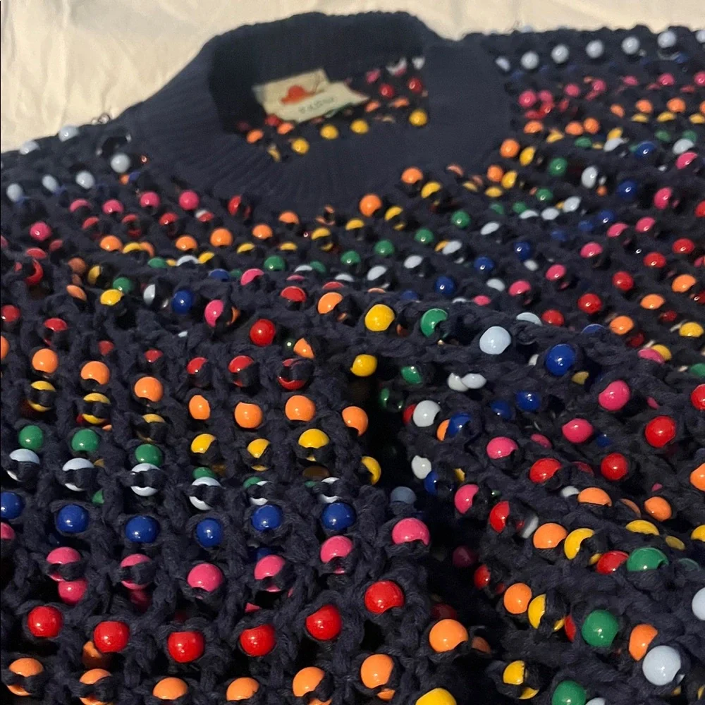 FARM Rio Multicolor Beaded Crew Neck Sweater - Picture 1 of 4